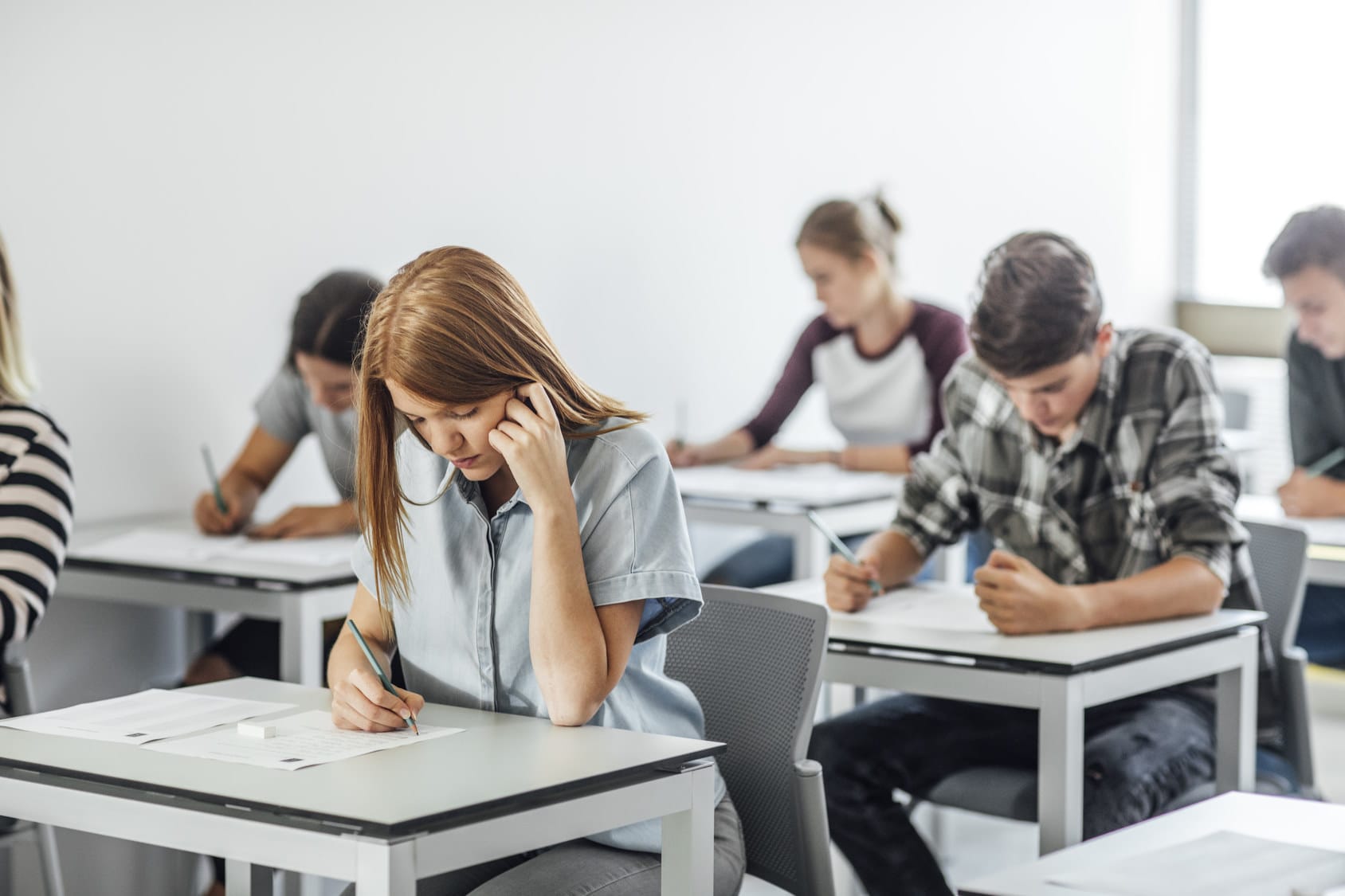 High School Students Taking Exam