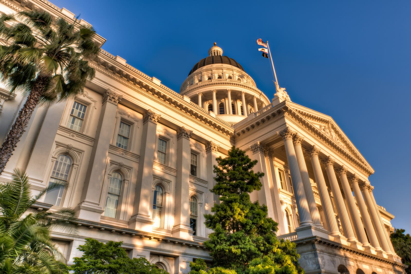 California State Capitol Lit by Setting Sun