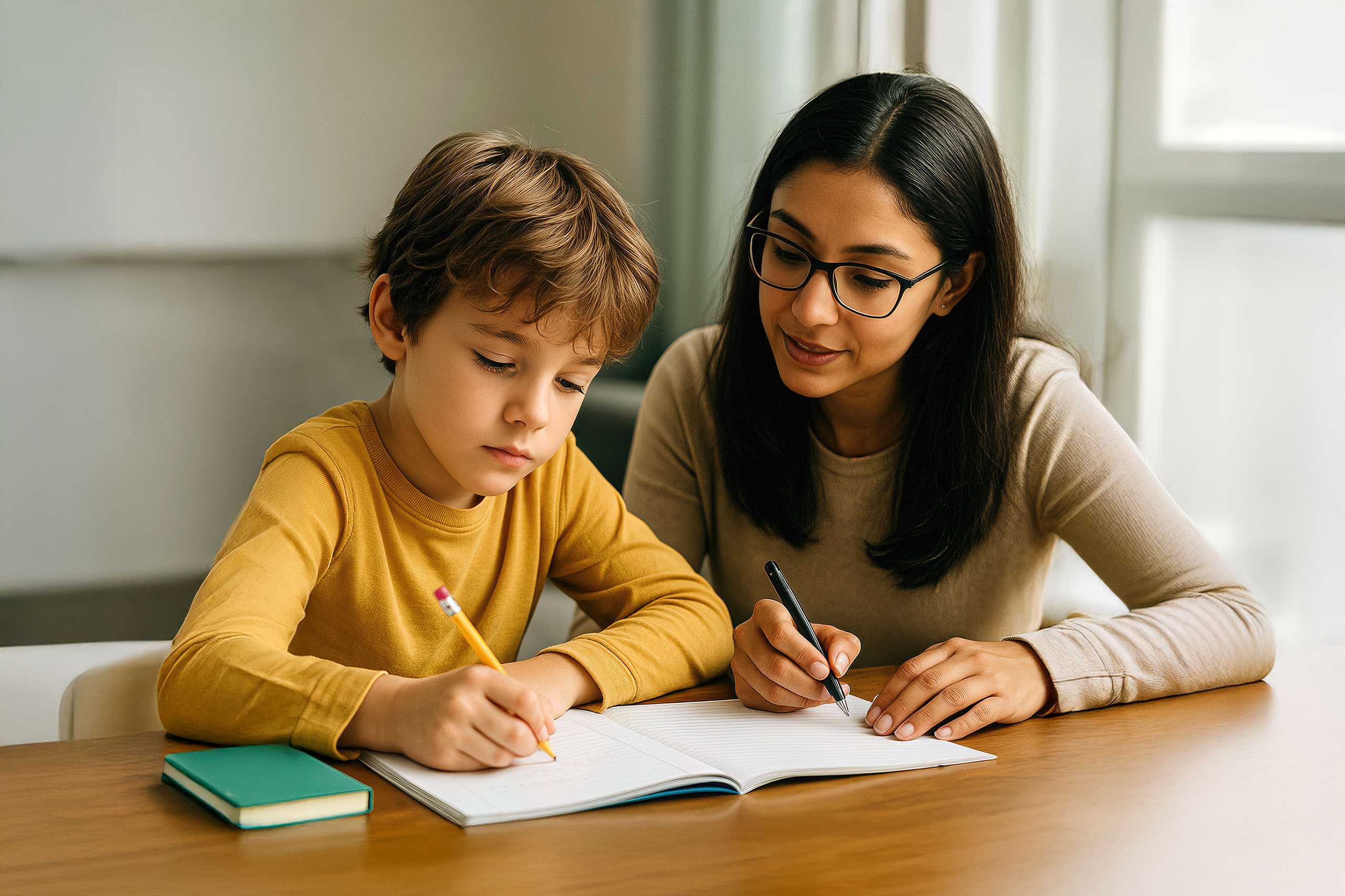 A teacher tutoring a student